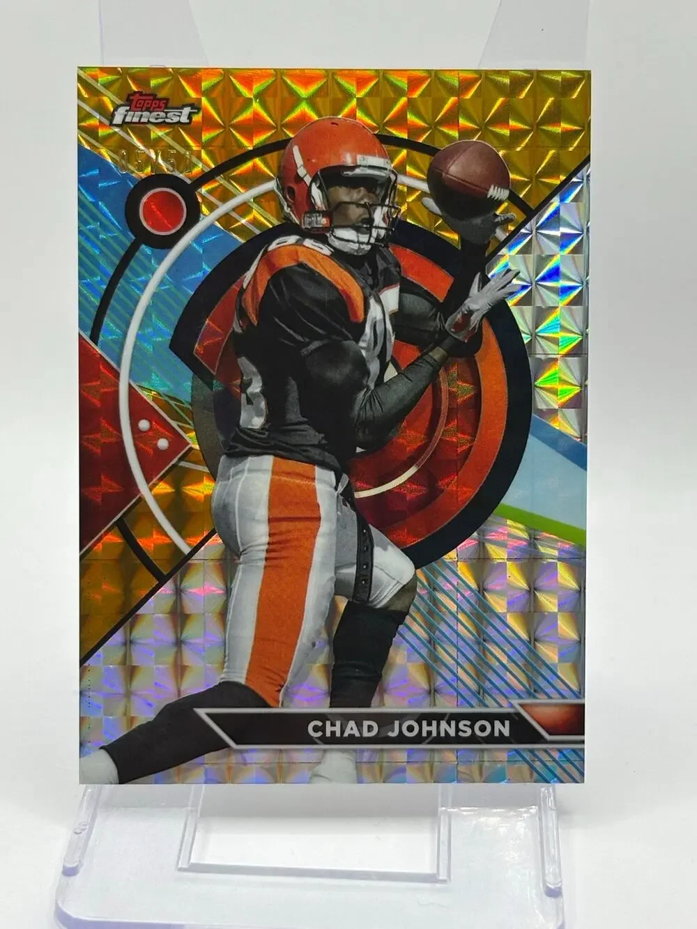 2023 Topps Finest Chad Johnson Gold Geometric Refractor 5/50 SP Bengals Legend